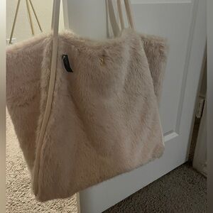 Faux Fur Tote Bag - Pink